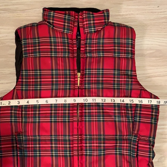 Chaps tartan plaid Christmas holiday vest gold zipper - Picture 4 of 6